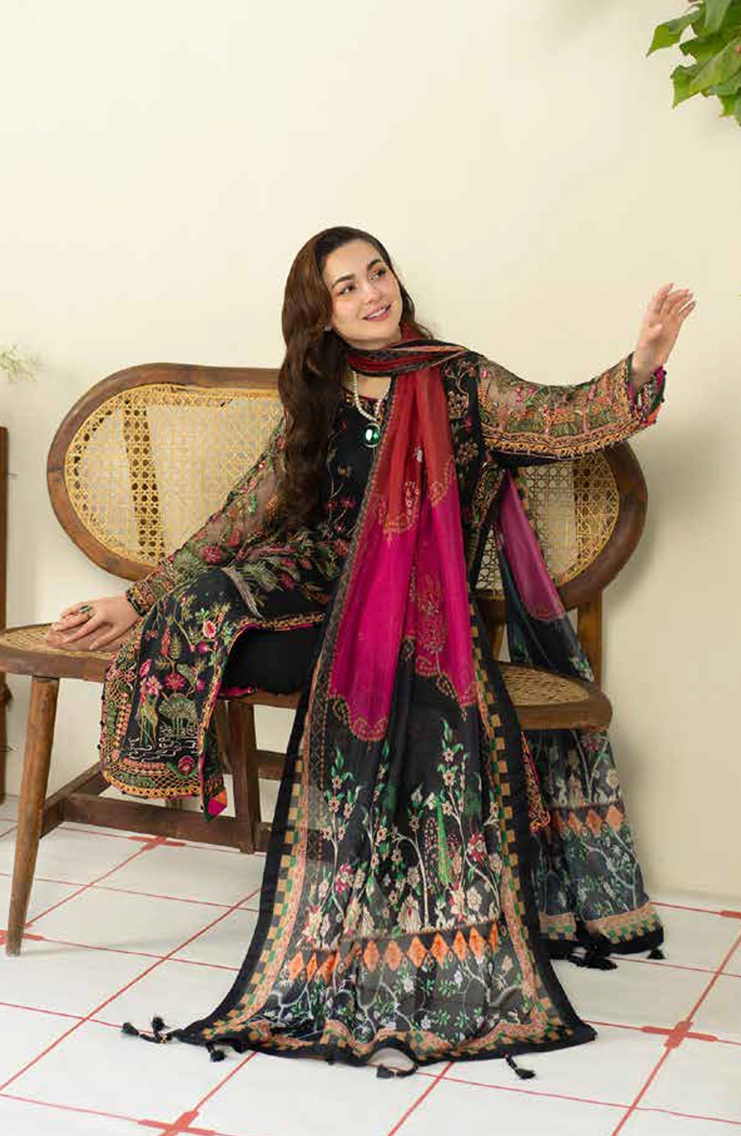 Premium 3 Piece Lawn Embroidered With Digital Printed Jauqard Dupatta- 5215 FS
