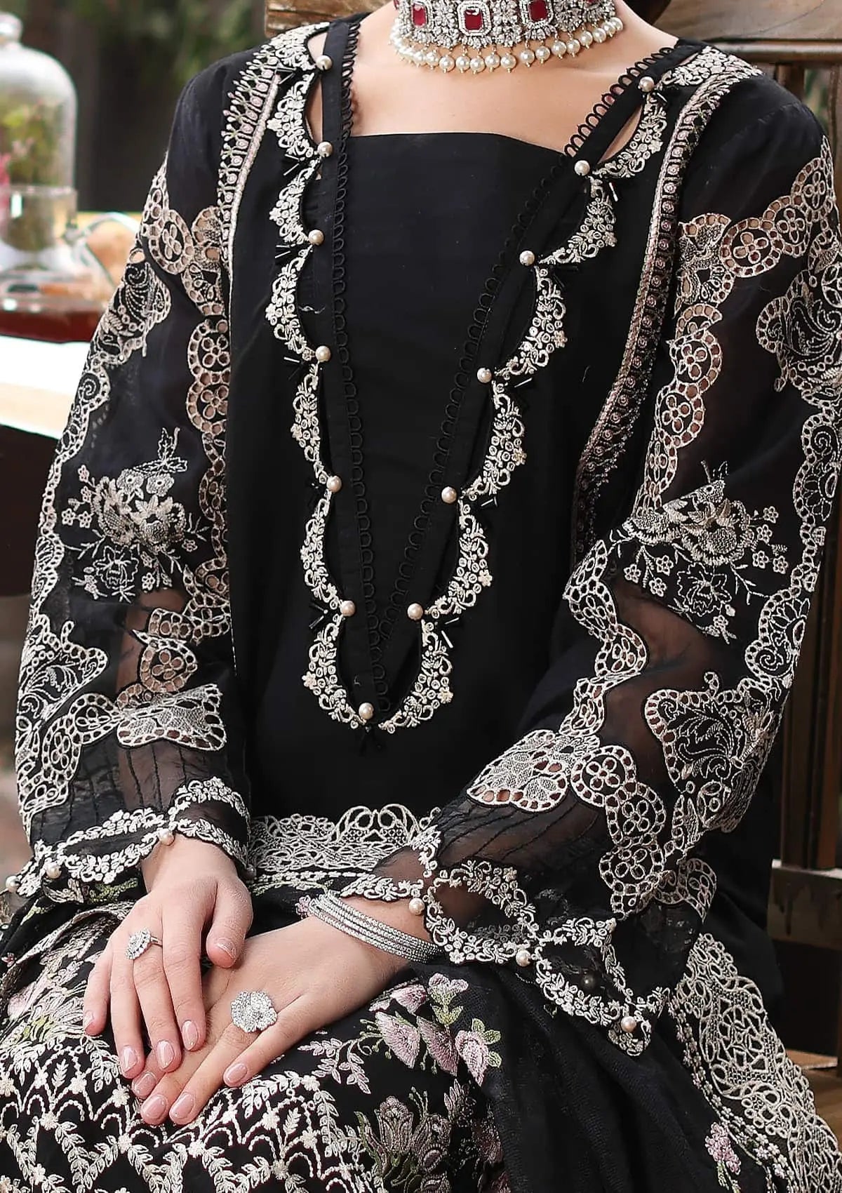 Kahaf 3PC LAWN EMBROIDERED SHIRT WITH  chiffon Dupatta AND TROUSER - NK 041 FT