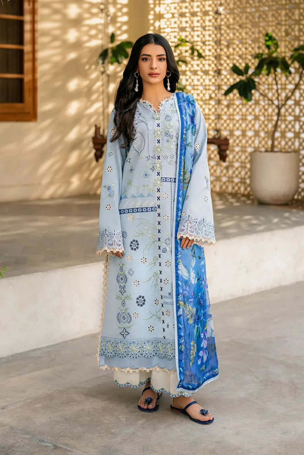 Premium 3 Piece Lawn Embroidered with Digital Printed Jacquard Dupatta-5200 FS